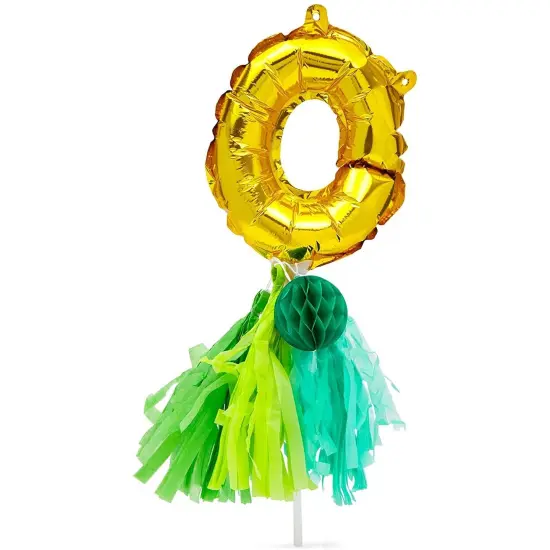 Mini ONE Balloon Cake Topper Letters, 1st Birthday Party Jungle Safari D&eacute;cor Gold {4}