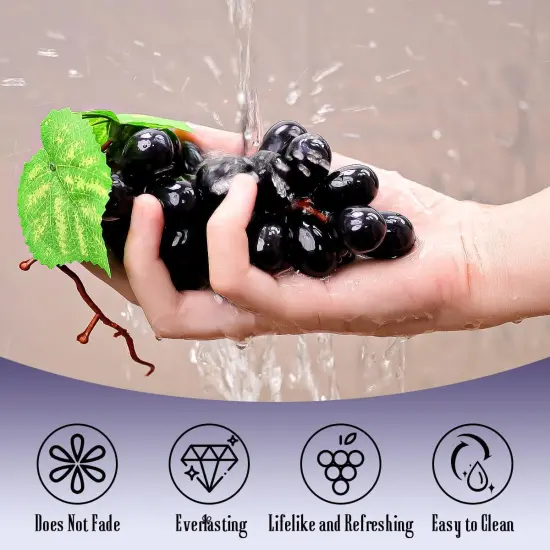 8 Bunches Artificial Grapes - Black {3}