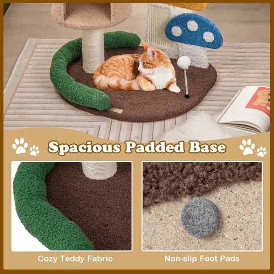 Costway 23.5 Inch Tall Mushroom Cat Activity Center with Scratching Board & Spring Ball {5}
