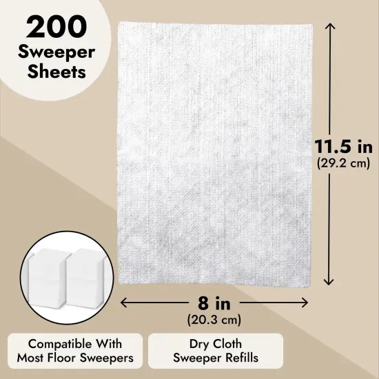 200 Pack Disposable Mop Pads - Disposable Dry Sweeping Cloth Refills for Dusting (11.5 x 8 In) White {5}