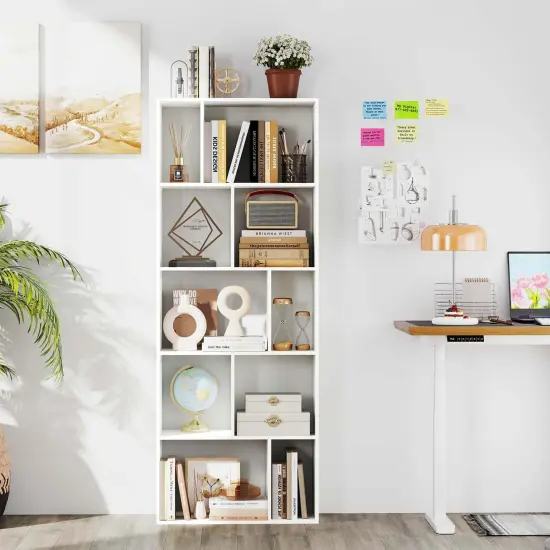 Costway 1/2 PCS 63" Tall Floor Standing Open Bookshelf with 10 Cubbies 5 Back Anti-falling Panels {12}