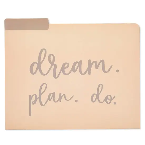 12 Pack Decorative File Folders, Letter Size for Women, Cute Earth Tone Aesthetic Office Supplies with Inspirational Sayings, 1/3 Cut Tabs (11.5 x 9.5 In) Brown {7}