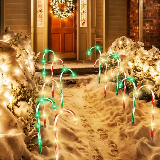 20PCS Replacement Stakes for Christmas Candy Cane Lights Outdoor, Plastic Candy Cane Pathway Markers Lights Spike Replacer, Size 0.68 * 6.05 Inches, Used to Maintain Candy Cane Pathway Lights 1 {3}