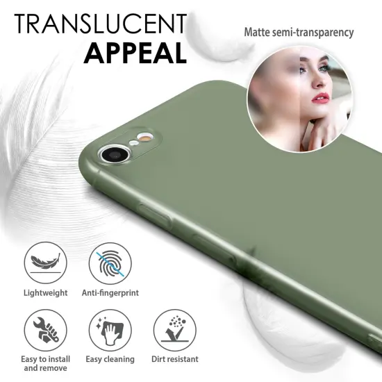 Translucent Matte Case For iPhone SE 2020 (2nd Gen), Semi-Transparent Smooth Touch Soft TPU Thin Cover Green, by Insten {3}