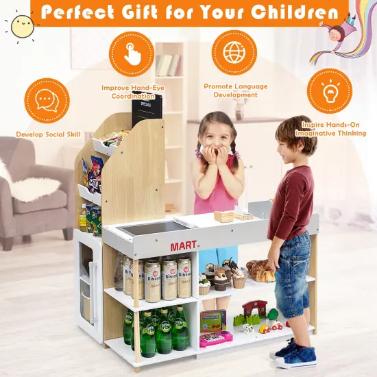 Costway Grocery Store Playset Pretend Play Supermarket Shopping Set with Shopping Cart {5}