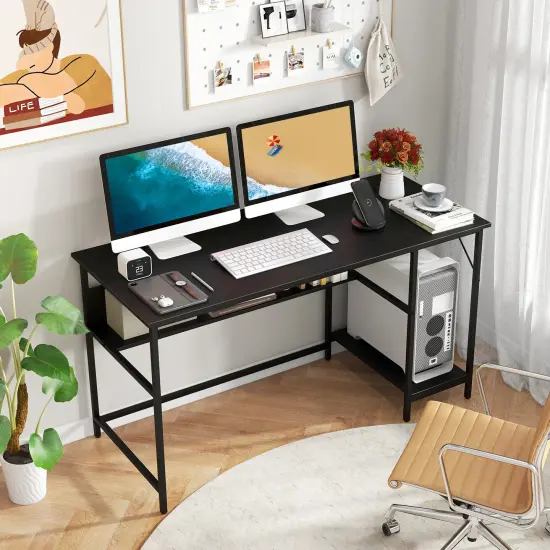 Costway 55'' Computer Desk w/ Charging Station Home Office PC Desk w/ 4 Power Outlets {2}