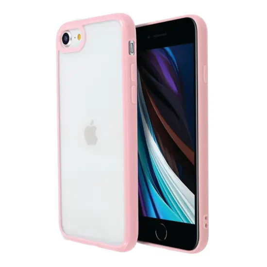 Crystal Clear Case For iPhone SE 2020 (2nd Gen), Color Raised Edge Ultra Thin Slim Shell Protective Cover Pink Bumper, by Insten {1}