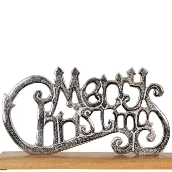 Northlight "Merry Christmas" Metal Sign Votive Candle Holder -15.5" Silver {5}