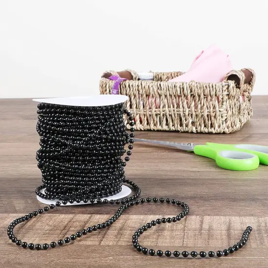 Black Pearl Beads on a String Roll for Crafts (4 mm, 25 Yards) {3}