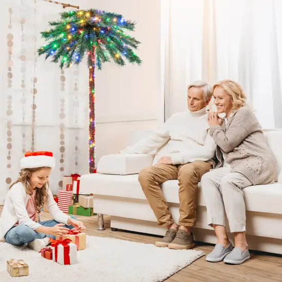 Costway 6FT Pre-Lit Artificial Tropical Christmas Palm Tree w/ 210 Multi-Color Lights {3}