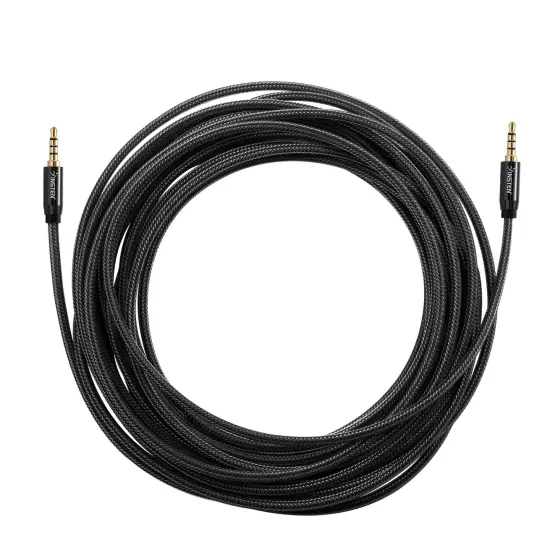 3.5mm Audio Cable, Male to Male, TRRS Stereo with Microphone, Nylon Braided Jacket (25 Feet, Black) {7}
