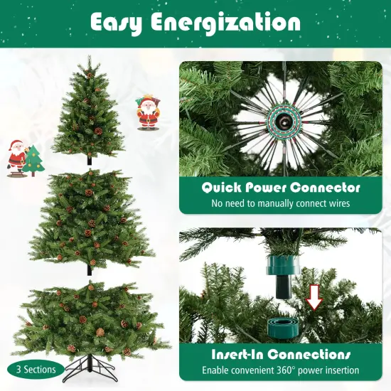 Costway 6 FT Pre-Lit Christmas Tree 3-Minute Quick Shape with Quick Power Connector Timer {6}