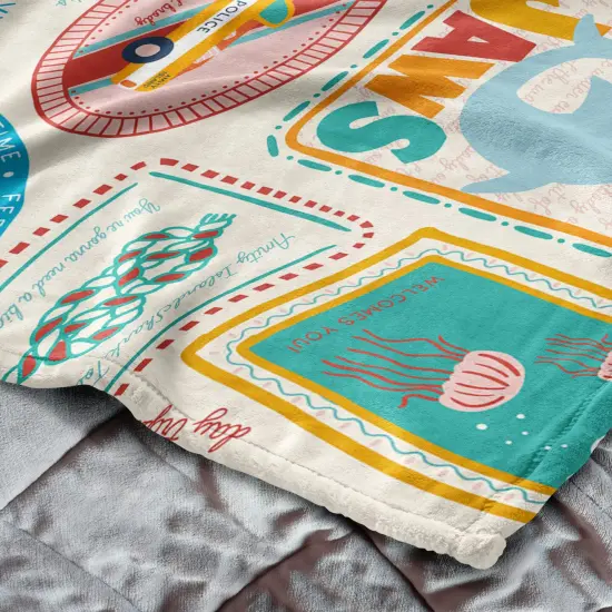 Universal Jaws Silk Touch Throw Blanket Jaws Post Stamps {5}