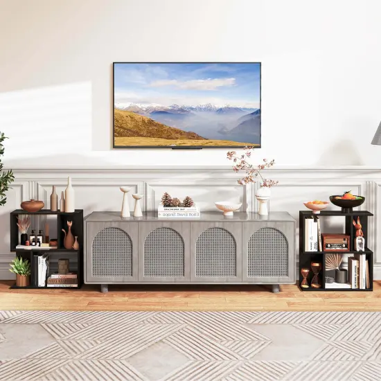 Costway 1/2 PCS 3-Tier Bookshelf Geometric Bookcase Side Table with Open Storage Display Shelf Black {5}