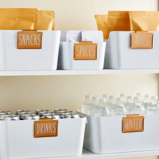 Talented Kitchen 8 Piece Metal Basket Labels Clip On Holders with 40 Labels for Kitchen Storage, Bronze Label Clips for Storage Bins Clear {2}