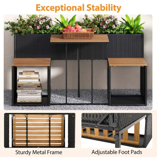 Costway Patio Furniture Set with Raised Garden Bed Built-in Chairs and Storage Space {5}