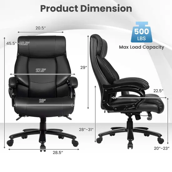 Costway Big and Tall Office Chair 500lbs with 6-Point Massage Wide Seat & Padded Armrests {3}