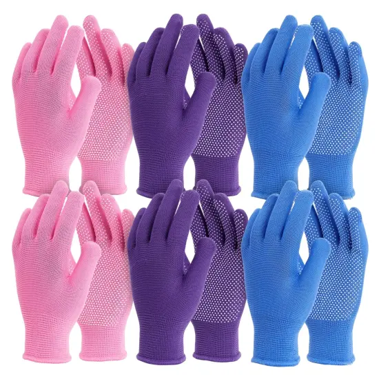 Juvale 6-Pairs Gardening Gloves for Women - Thorn Proof and Cut Resistant Outdoor Cotton Garden Work Gloves (3 Colors) {1}