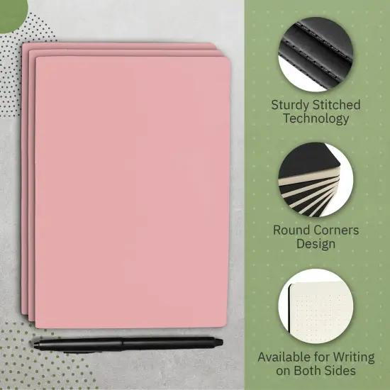A5 Dotted Notebooks for Work, Travel, Business, College & More - Softcover Journals for Writing - Grid Notebook for Men & Women - Size 8.2" x 5.5" - 92 pages (Pink, 6 pack) {4}