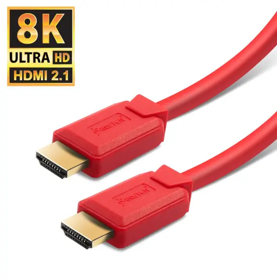 Insten - HDMI Male to Male Cable, 2.1 Version, 8K 60Hz, 48Gbps, PVC Cable, Gold Connectors, 6ft , Red {2}