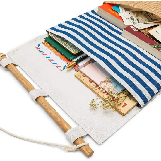 Wall Mounted Organizer with 3 Pockets for Hanging Storage (11.75 x 27 In, 2 Pack) Blue {4}