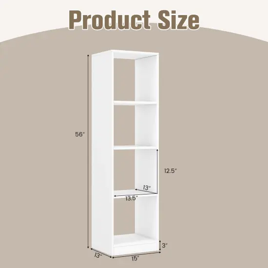 Costway 56'' Tall Bookcase, Freestanding Bookshelf with 4 Open Cubes {4}