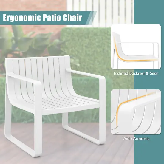 Costway Patio Chairs Set of 2/4 Weather-resistant Plastic Outdoor Armchairs White {6}