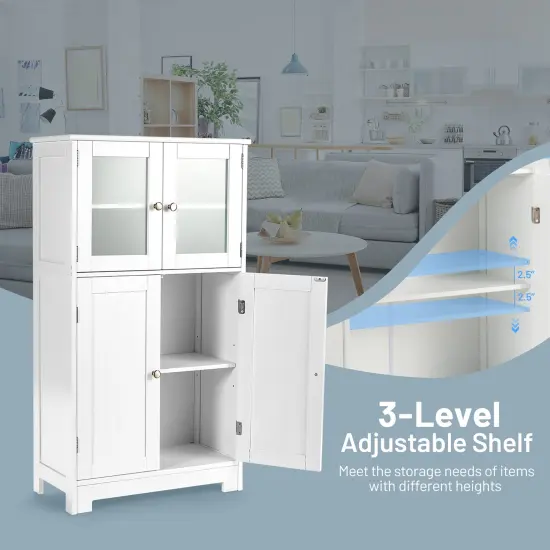 Costway Bathroom Floor Storage Cabinet Kitchen Cupboard w/Doors&Adjustable Shelf {4}