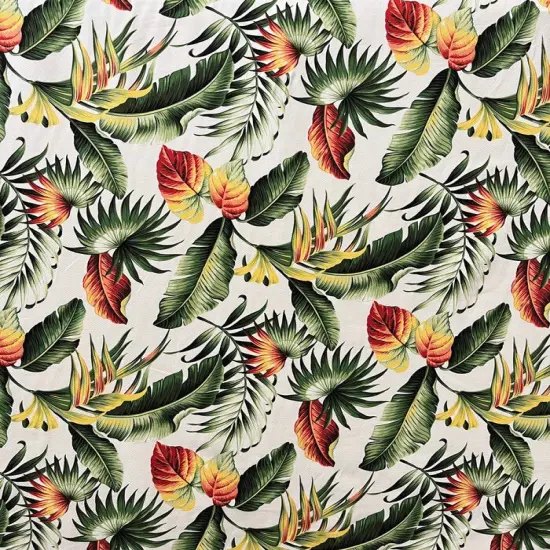 1 Yard Multicolor Palm Leaves Upholstery Cotton Fabric 100% Cotton, 56"-58" Width Black {2}