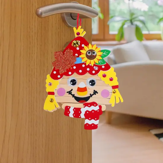 24 Sets Fall Craft Stick Scarecrow Head Making Kits {5}