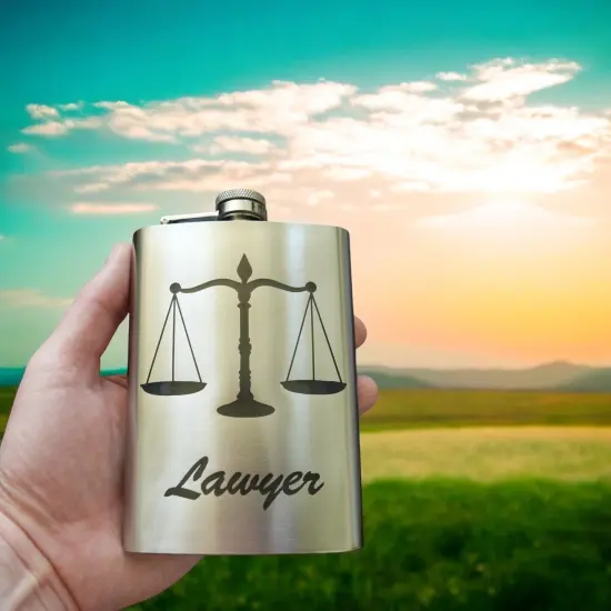 8oz Lawyer Stainless Steel Flask {4}