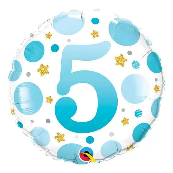 Age 5 Blue Dots 18 Inch Foil Mylar Balloon {1}