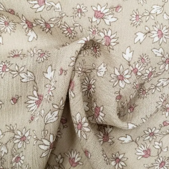 1 Yard Soft Cream Bread Rayon Crinkle Crepon Fabric Apparel Textile 50/52 Inch Wide {1}