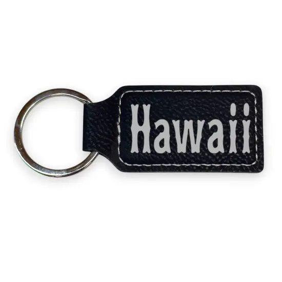 Keychain - Rectangle - Hawaii - Leather Pink/Black {3}