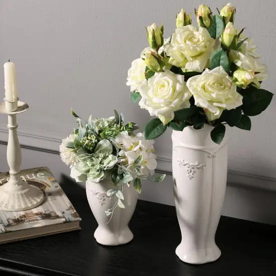 White Vase for Flowers, Ceramic vase for Home Decor {4}
