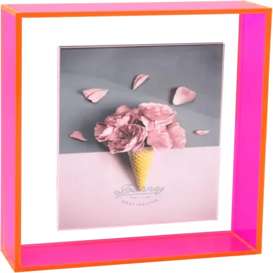8.5 x 11 Acrylic Picture Frame Neon Floating Photo Frame of Wall Mount Desk Tabletop for Certificate Diploma Document Award Degree, Neon Pink {1}