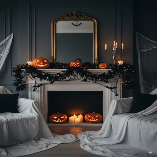 Perfect Holiday 9ft Artificial Christmas Halloween Garland - Black Unlit {1}