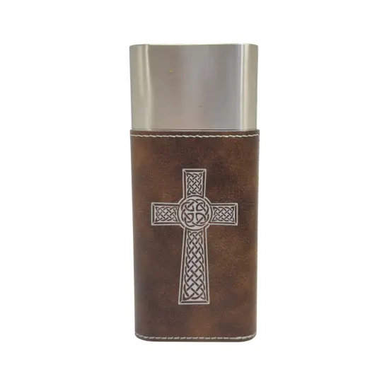 Cigar Case with Cutter - Celtic Cross - Leather Black/Silver {3}