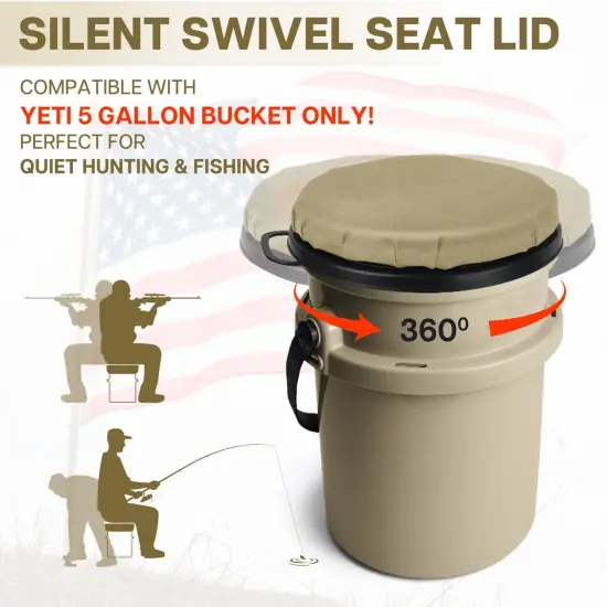 5 Gallon Bucket Seat - 360-Degree Swivel Lid (Tan) {2}