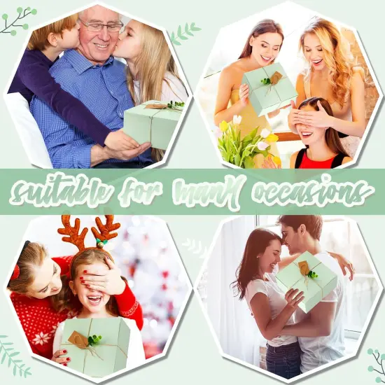 8 pack Gift Box Set 8 Bridesmaid Proposal Box 8 Wedding Gift Kraft Paper Tag 8 Eucalyptus 120g Leaves Paper Shred Filler 1 Rope for Mother's Day Birthday(Green, Ivory,8 x 8 x 4 Inch) {4}