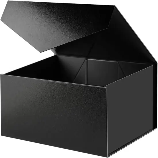 Gift Box 9x6.5x3.8 Inches, Black Gift Box, Groomsman Box, Collapsible Box with Magnetic Closure Lid for Gift Packaging (Glossy Black with Grass Texture) {1}