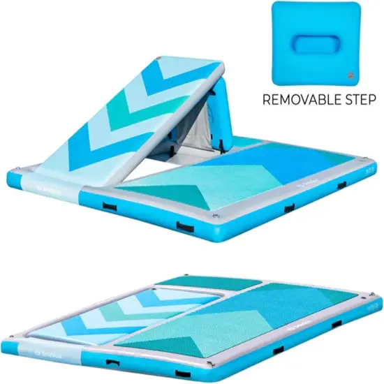 Swimline Inflatable Convertible Slide Dock Water Platform - 10' x 8' Blue {7}