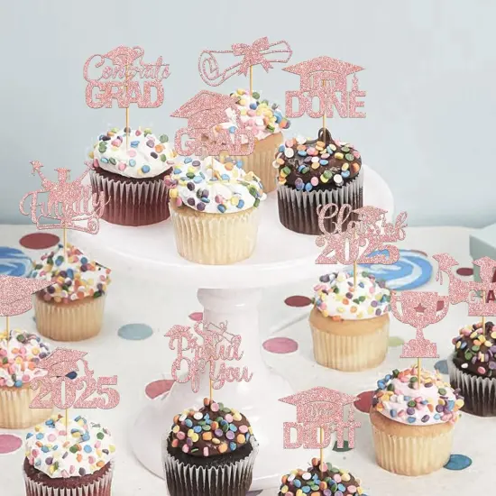 8Pcs Graduation Cupcake Toppers 2025 Graduation Decorations Class of 2025 Cupcake Toppers Graduation Party Decorations 2025 Cupcake Picks Grad Cupcake Toppers (rose gold) {2}