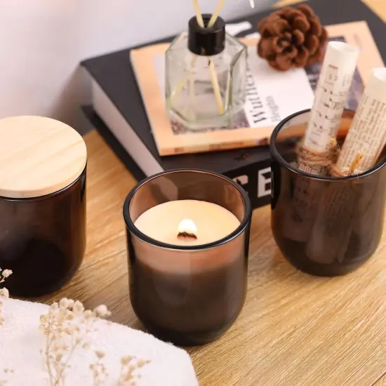 12PCS 8oz Smoke Gray Glass Candle Jars with Lids - Perfect for Candle Making, Storage & Gifts {4}