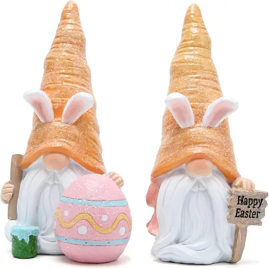 Easter Gnomes Bunny Doll Decor - Resin Home Ornaments Table Decor Valentines Gifts {1}