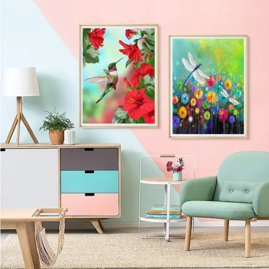 Diamond DIY Painting Kits Dragonfly,Dandelion Flowers Diamond Art Craft for Adults,Diamond Paint Arts for Home Wall Decor Gift (12x16 inch) {5}