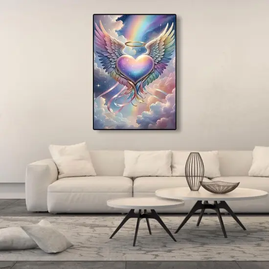 Diamond Art Kits for Adults Beginners, 5D DIY Full Round Drill Diamond Painting Kits Colorful Love Heart,Paint by Diamonds Dot Gem Art Crystal Angel Wing,Home Wall Decor 12X16Inch {4}