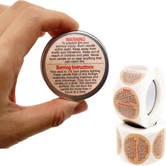 1000 Pcs Warning Labels, 1.5 Inch Safety Stickers for Candle Making DIY Jars, Brown {4}