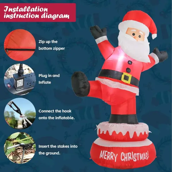 Christmas Inflatable Santa Outdoor Decorations, 5FT Rotating Blow Up Santa Claus Yard Inflatable with Build in LEDs for Christmas Yard Indoor Outdoor Garden Lawn Winter Decorations {5}