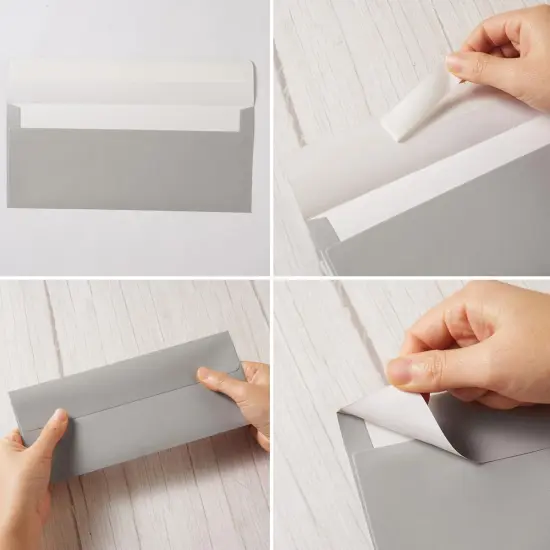 50 Pack Shiny #10 Business Envelopes Self Seal Standard Envelopes with Gold Stickers for Office Checks, Business Cards, Letter Mailing Invoices, 4.13 x 9.49 Inches (Silver) {3}